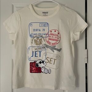 Peanuts Kids Cream Jet Set Snoopy T-Shirt